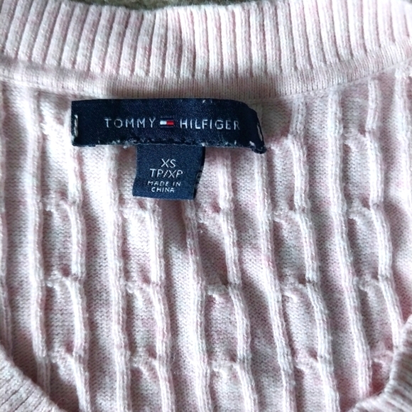 Tommy Hilfiger Sweater Light Pink Pullover Scoop Neck Cable Knitted - Picture 3 of 6